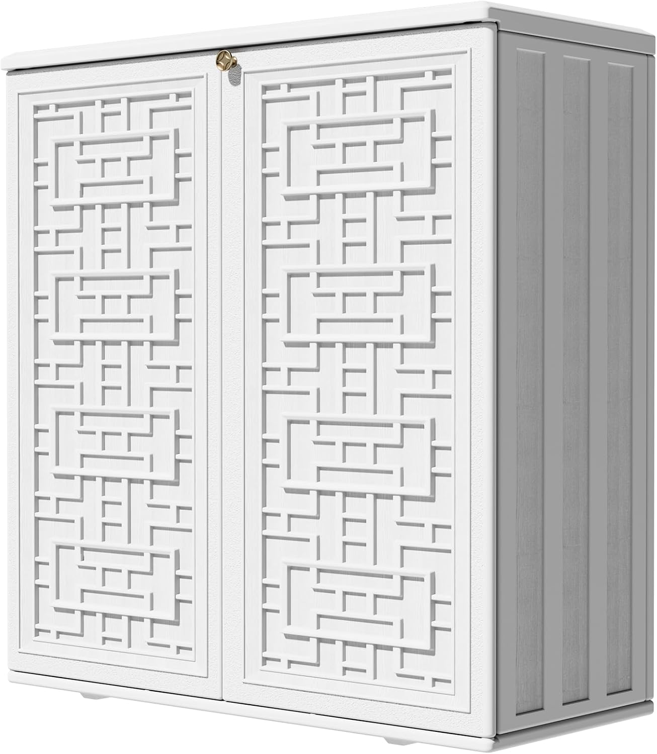 KINYING Outdoor Storage Cabinet,62 Gallon Resin Storage Box,White