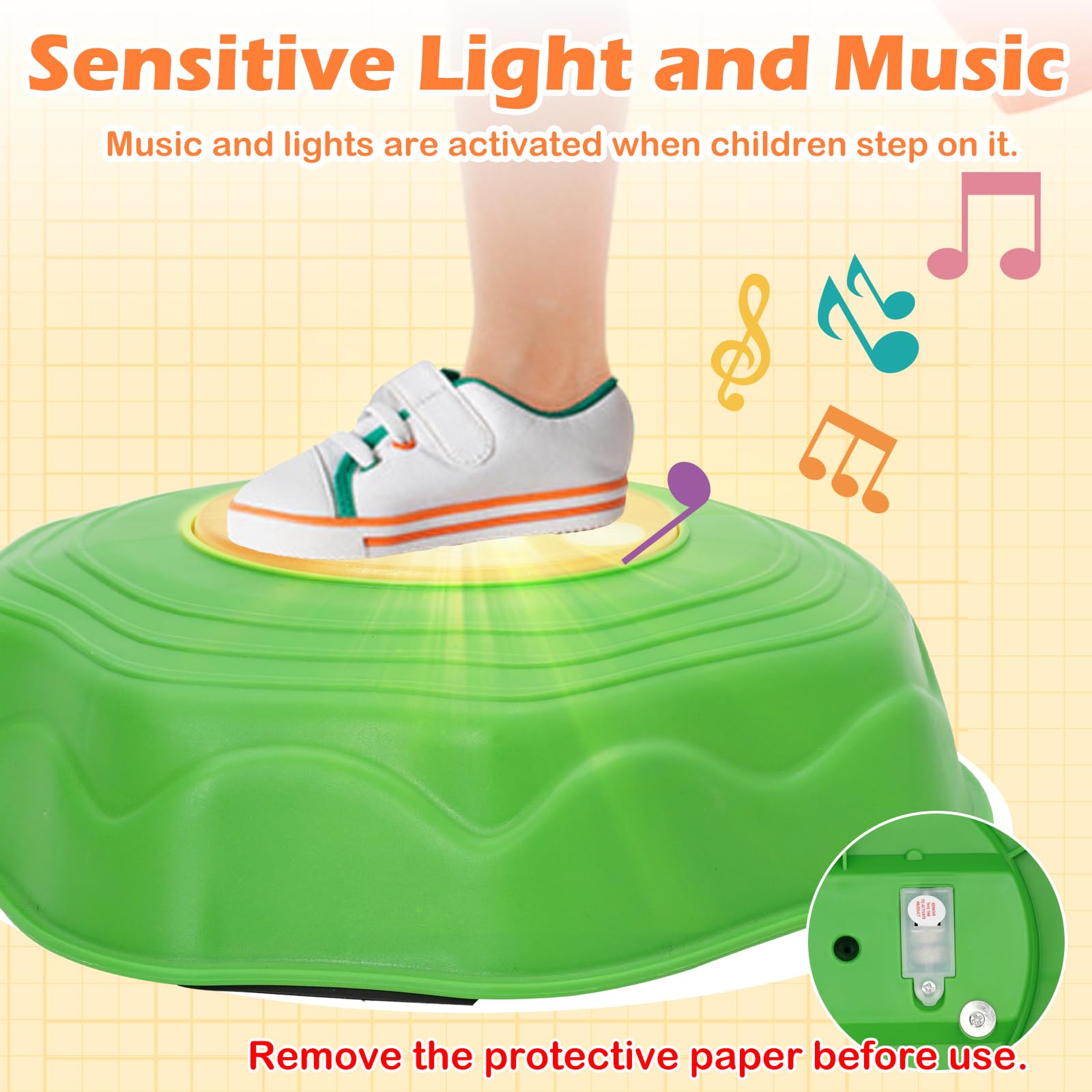 Pietre di Bilanciamento per Bambini con Luci e Musica, 6 Pezzi, Gioco da Giardino Impilabili Antiscivolo