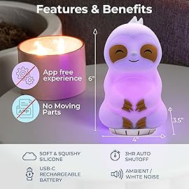 Mindsight \'Breathing Buddha\' Guided Visual Meditation Tool for Mindfulness | Slow Your Breathing & Calm Your Mind for Stress & Anxiety Relief | Perfect for Adults & Kids (Multicolor, Sloth (Sound))