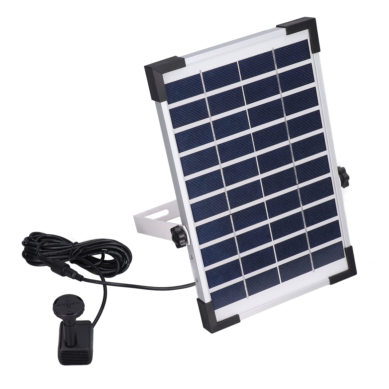 Cocoarm Fontana Solare Pompa per Fontana Solare in Silicio Monocristallino ABS 5W 10V con Testa da 200 Cm Flusso 190L H 4 Ugelli per Bagno per Uccelli Stagno Piscina Giardino Giochi d'Acqua