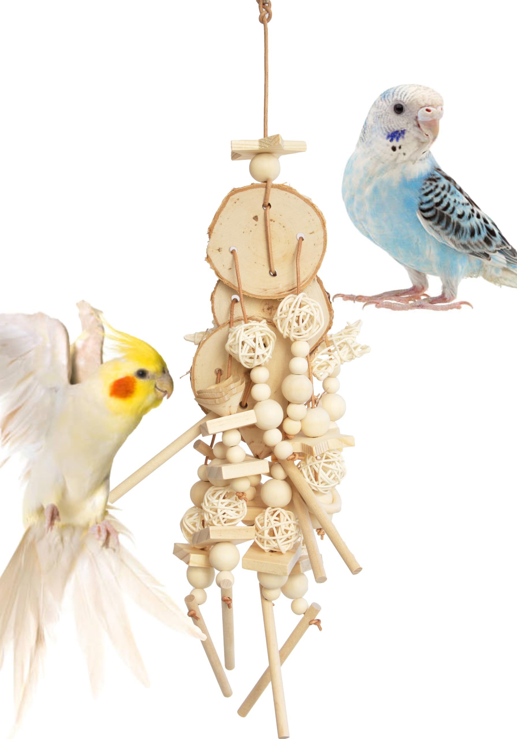 Vildroohowl Natural Wood Bird Chew Toy for Cockatiels, Parakeets, Conures, Budgies & Lovebirds – Wooden Shredder and Foraging Bird Toys for Cage Enrichment