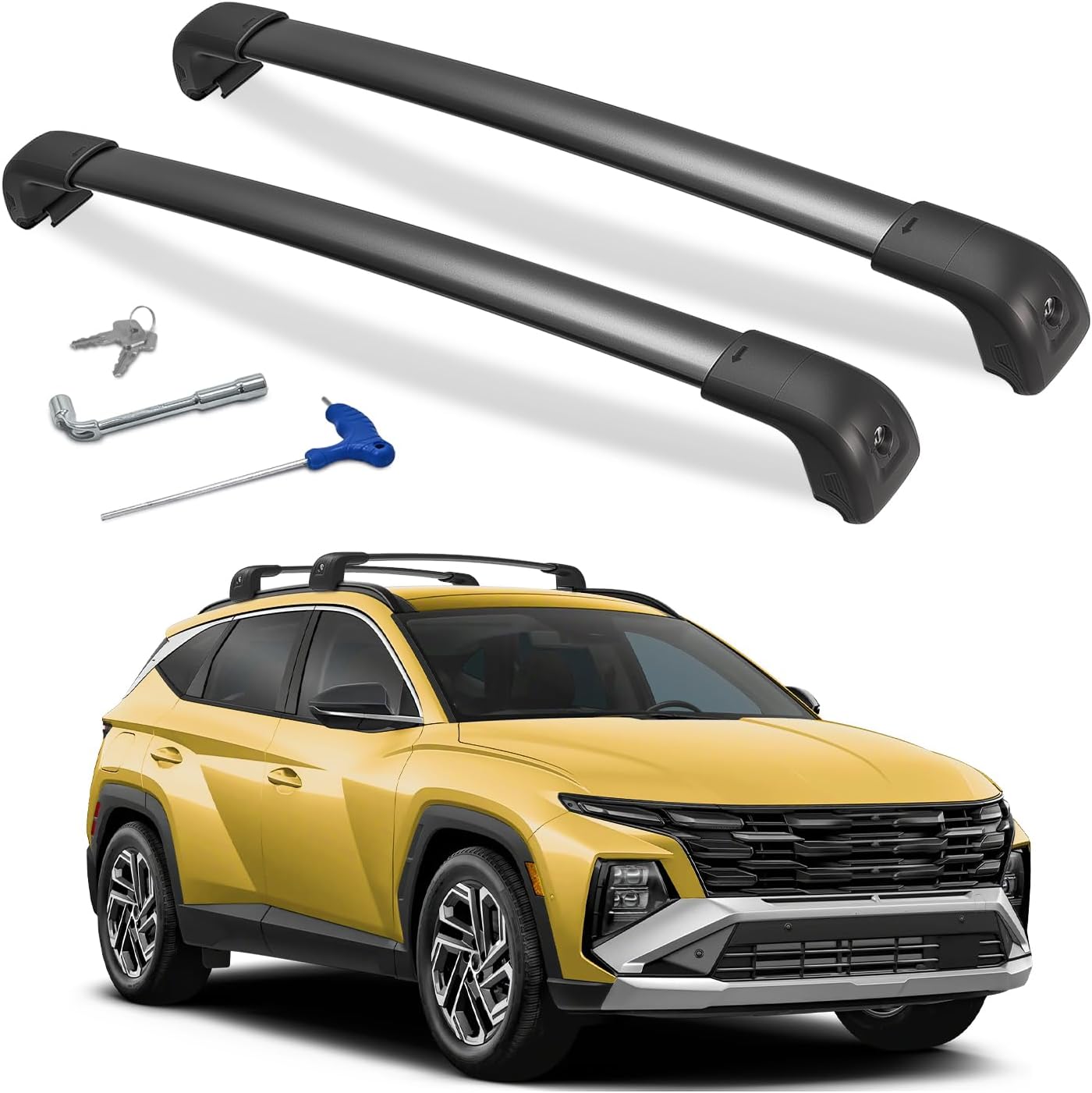 Soruci 300lbs Roof Rack Cross Bars Compatible with Hyundai Tucson 2016-2026 SE SEL N Line Limited NX4 with Lock Aluminum Anti-Rust Cross Bar for Rooftop Cargo Luggage Kayak Canoe Bike Snowboard