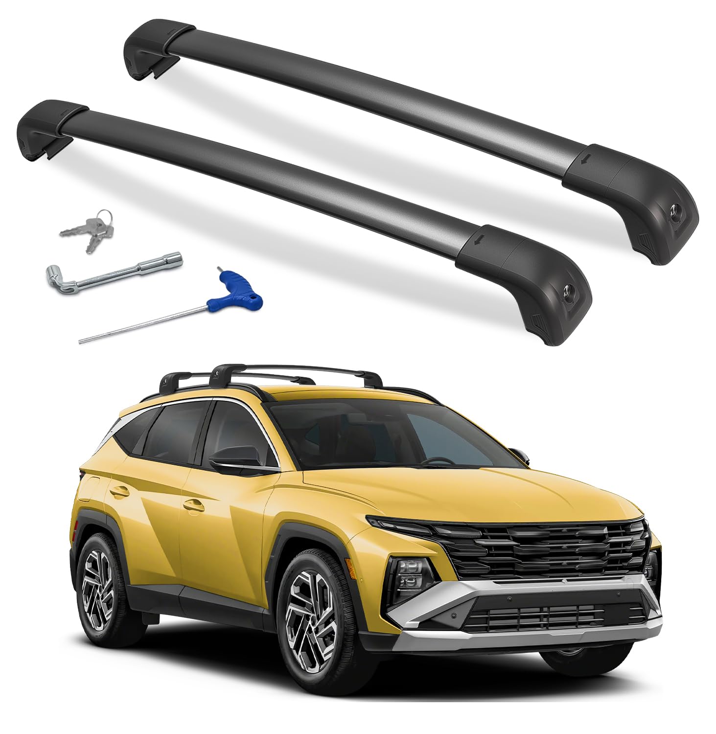 300lbs Roof Rack Cross Bars Compatible with Hyundai Tucson SE/SEL/N Line/Limited 2016-2025 with Lock, Aluminum Anti-Rust Cross Bar for Rooftop Cargo Luggage Kayak Canoe Bike Snowboard
