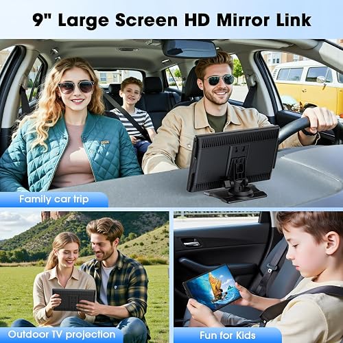 LAMTTO Écran Voiture Carplay sans Fil Android Auto & A-pple Carplay, 9 Pouces Portable Autoradio Car Play Voiture sans Fil avec Écran Tactile/Navigation/Bluetooth/Mirror Link/Assistant Vocal/AUX/FM - 5