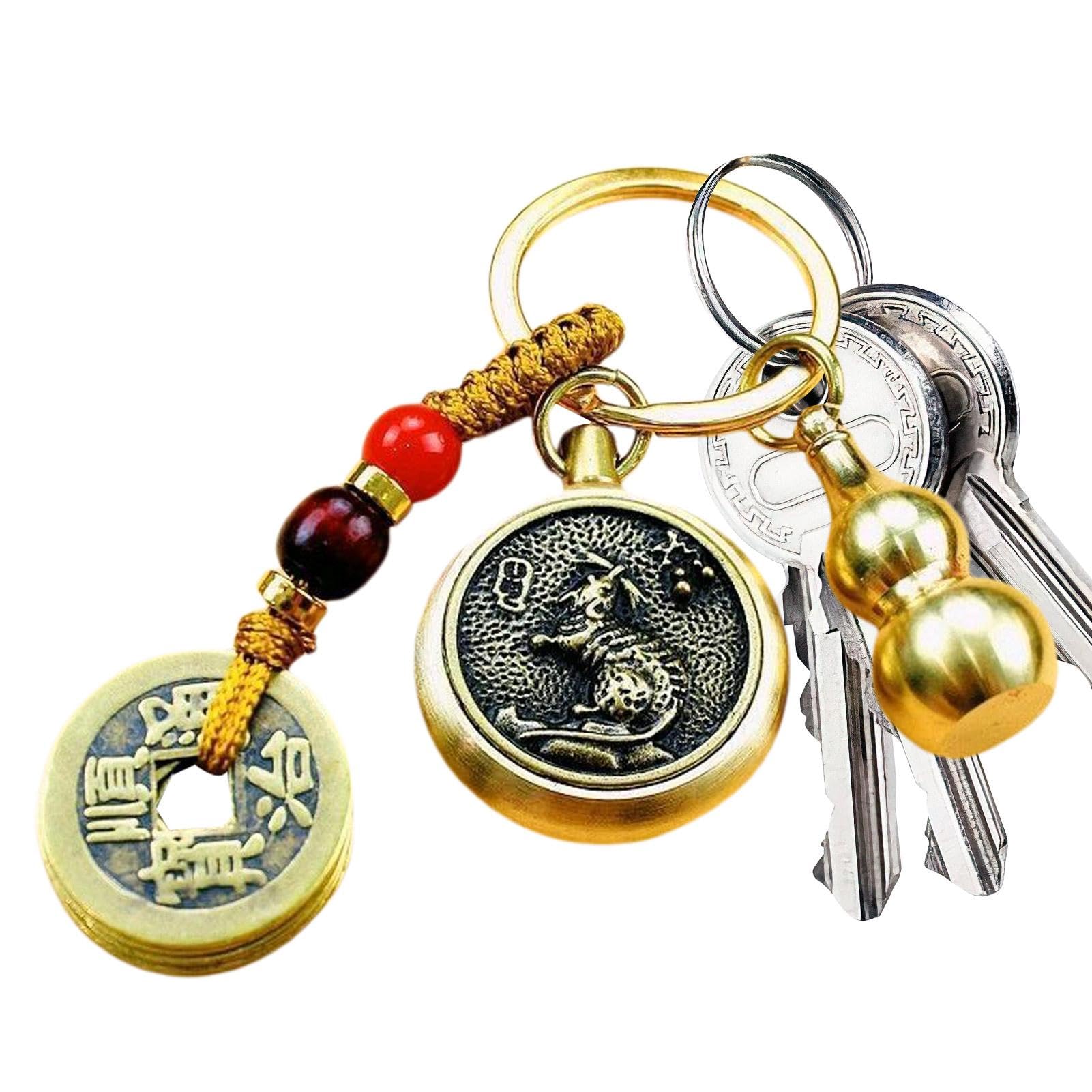 Dirfuny Mouse Gourd Keychain Brass Gourd Keychains Lucky Keyring With Feng Shui Key Rings For Good Luck