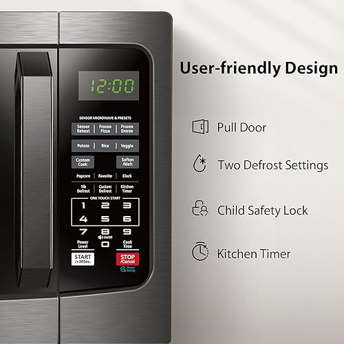 Miniatura 6 de Toshiba EM131A5C-BS - Horno de microondas con sensor inteligente 1100 W 12 pies cúbicos acero inoxidable negro Estándar