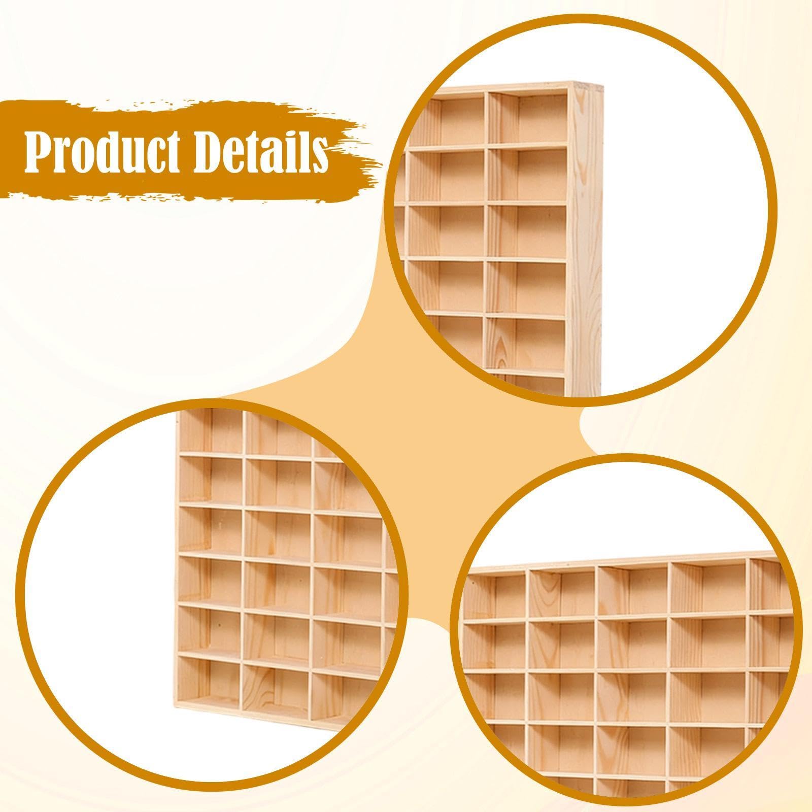 Holzregal für Modellautos mit Differenzierten Ablagen, Halterung für Actionfiguren, Miniatur Vitrinenschrank Zur Wandmontage, 58.6 cm X 58.6 cm X