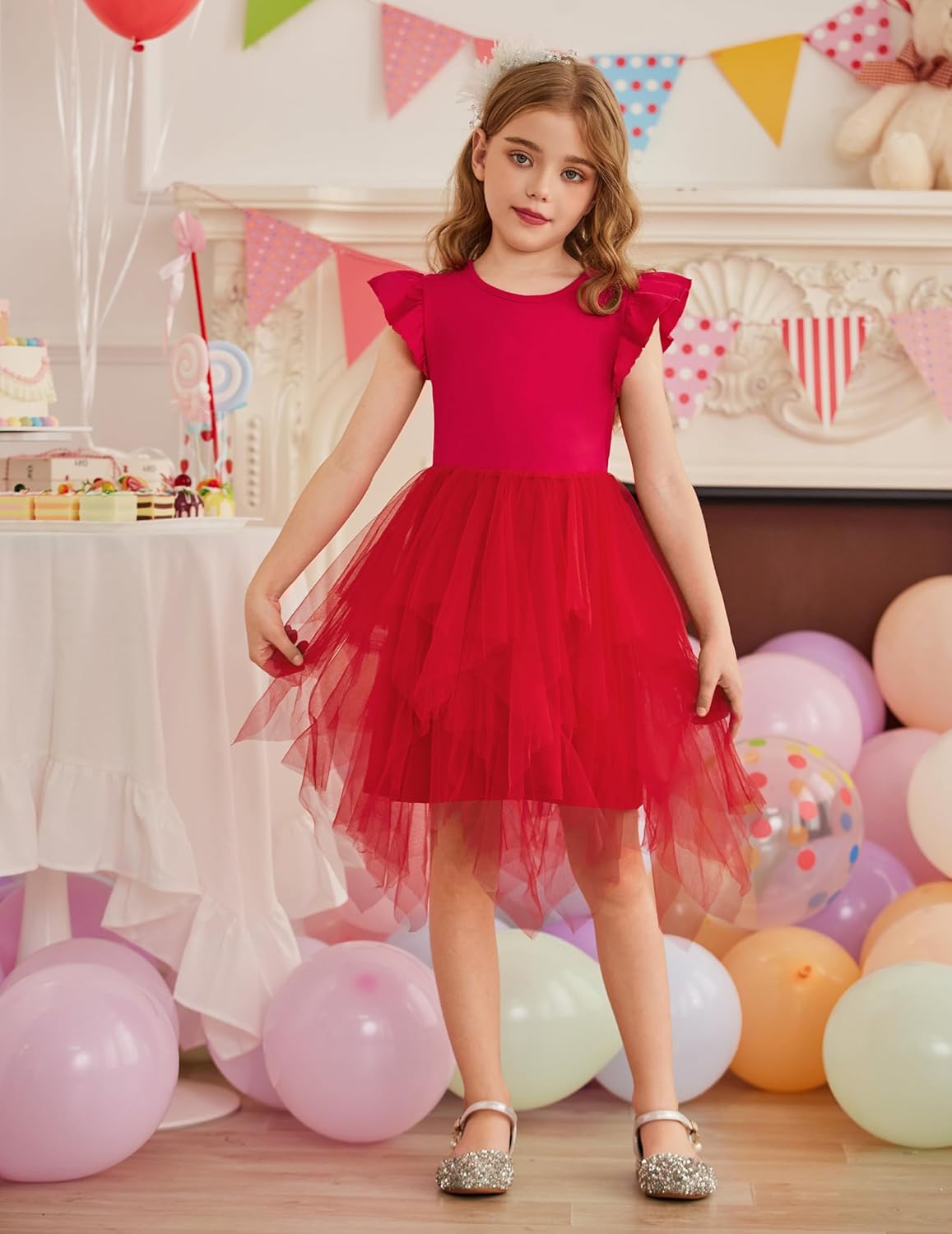 Arshiner Toddler Girls Tutu Dress Summer Irregular Hem Tulle Formal Party Dresses - Image 2