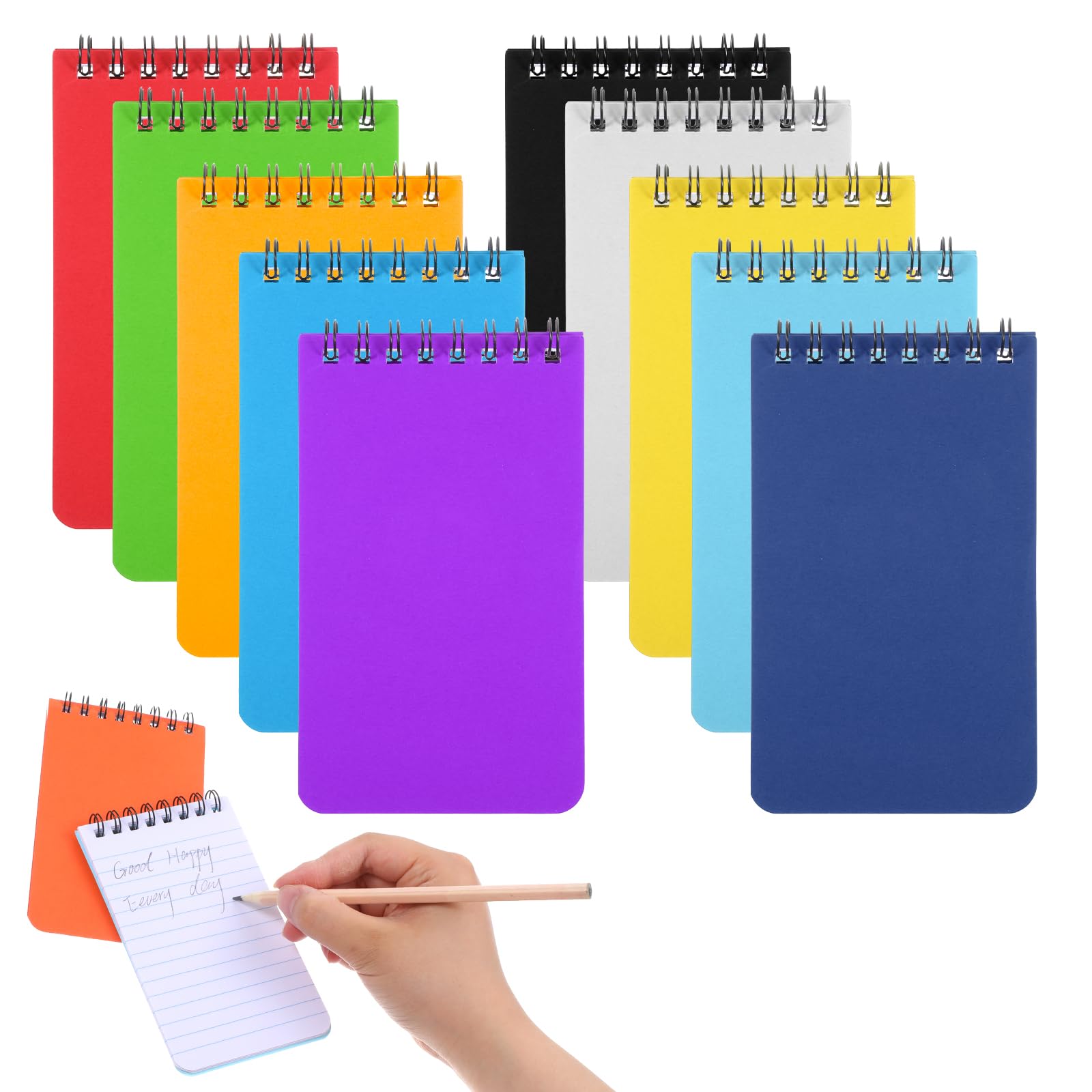 simarro 10 Pack Pocket Notebooks, 3x5 Inch Spiral Notepads, Small Mini Memo Shorthand Notepads with Color Cover for Office, School, College, Travel Mini Spiral Memo Notepad, Shorthand Notepad