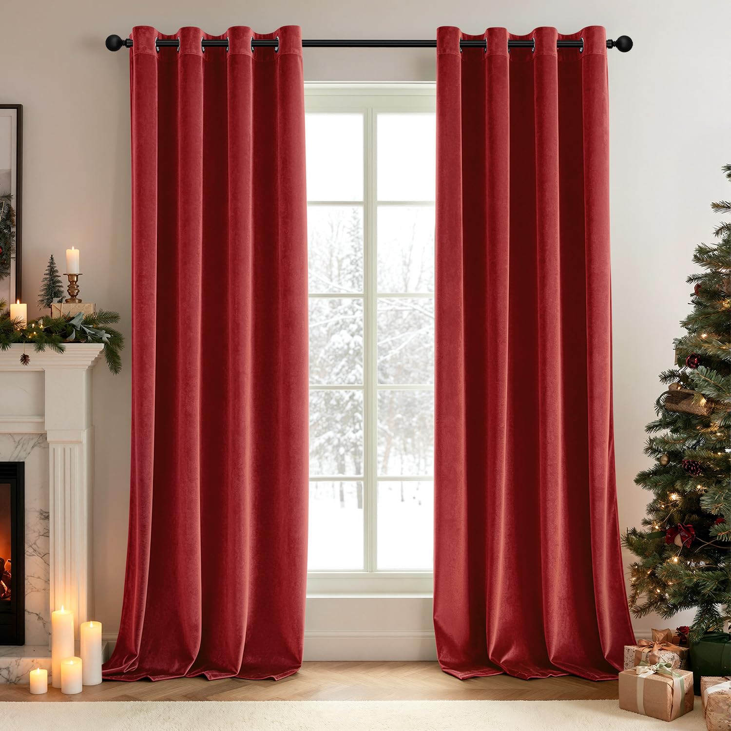 EMEMA Samtvorhänge mit Ösen 2er Weinrot Verdunklungsvorhänge H245xB140cm | Samtvorhänge mit Ösen Gardinen Deko Wohnzimmer Weich Verdunkelung Curtains Thermovorhang Schalldämmend Schlafzimmer Gardinen