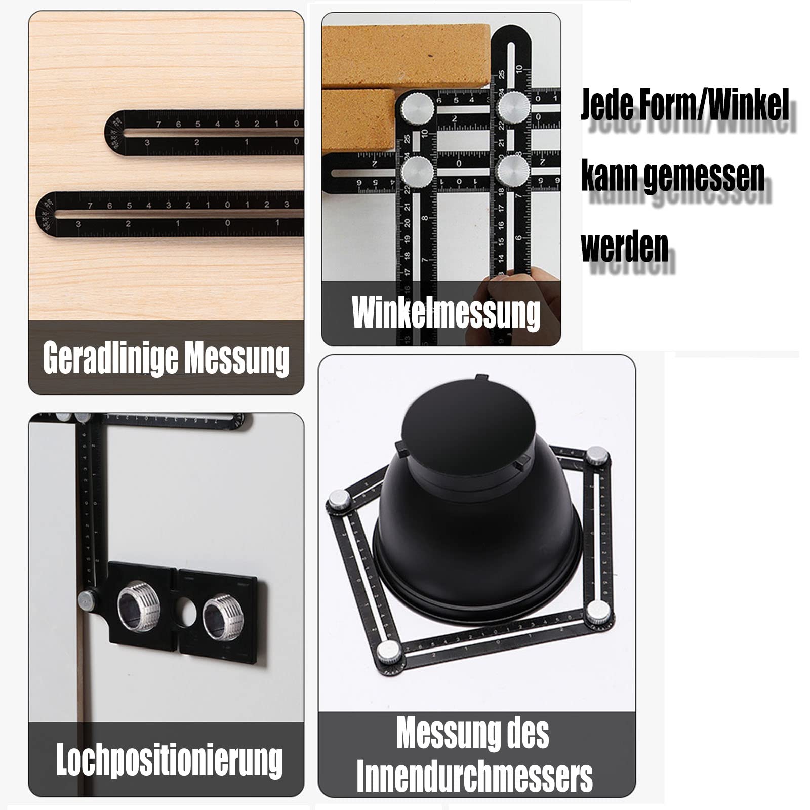 Règle de Mesure Multi-Angle avec 2 Trous de Positionnement, Aweohtle Règle de Mesure Multi-Angle avec 2 Trous de Positionnement, Aweohtle