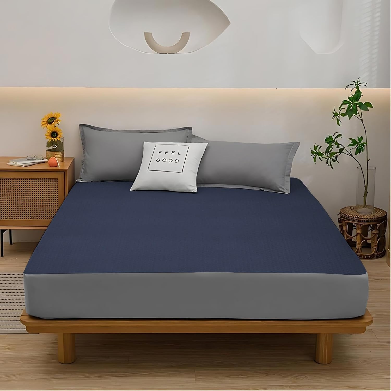 The Sleep Protectors Waterproof Premium | Cotton Feel Terry Quilted Mattress Protector for Bed | Fitted Breathable | Bed Protector| Hypoallergenic Mattresses Cover | Ultra Soft (Navy Blue, 75X48) The Sleep Protectors Waterproof Premium | Cotton Feel Terry Quilted Mattress Protector for Bed | Fitted Breathable | Bed Protector| Hypoallergenic Mattresses Cover | Ultra Soft (Navy Blue, 75X48)