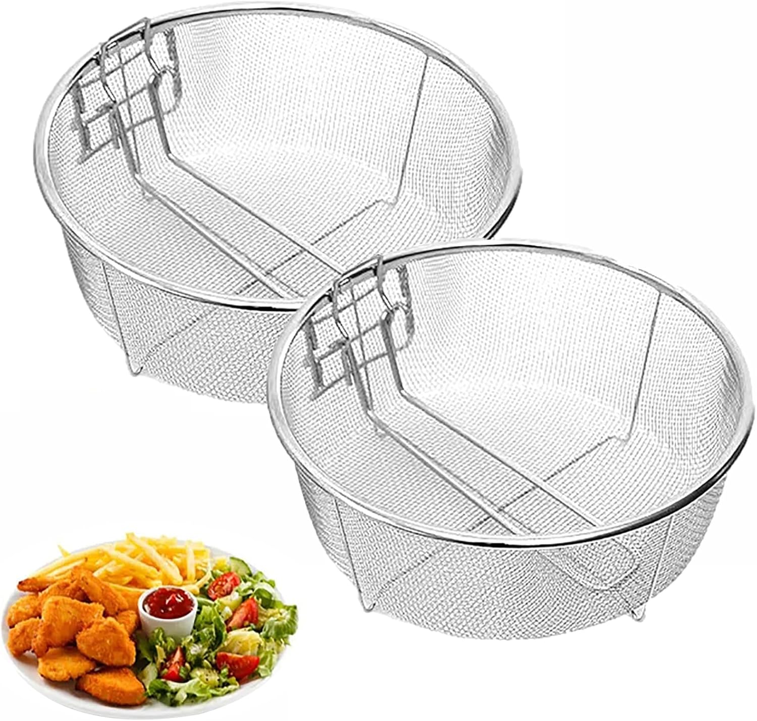Stainless Steel Frying Basket, 8/9inch Chip Pan Basket, Chip Basket for