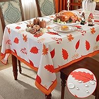 Vista 1 de SASTYBALE Manteles de otoño para mesas rectangulares, mantel a prueba de derrames con hojas de otoño impresas, mantel de hoja de arce lavable