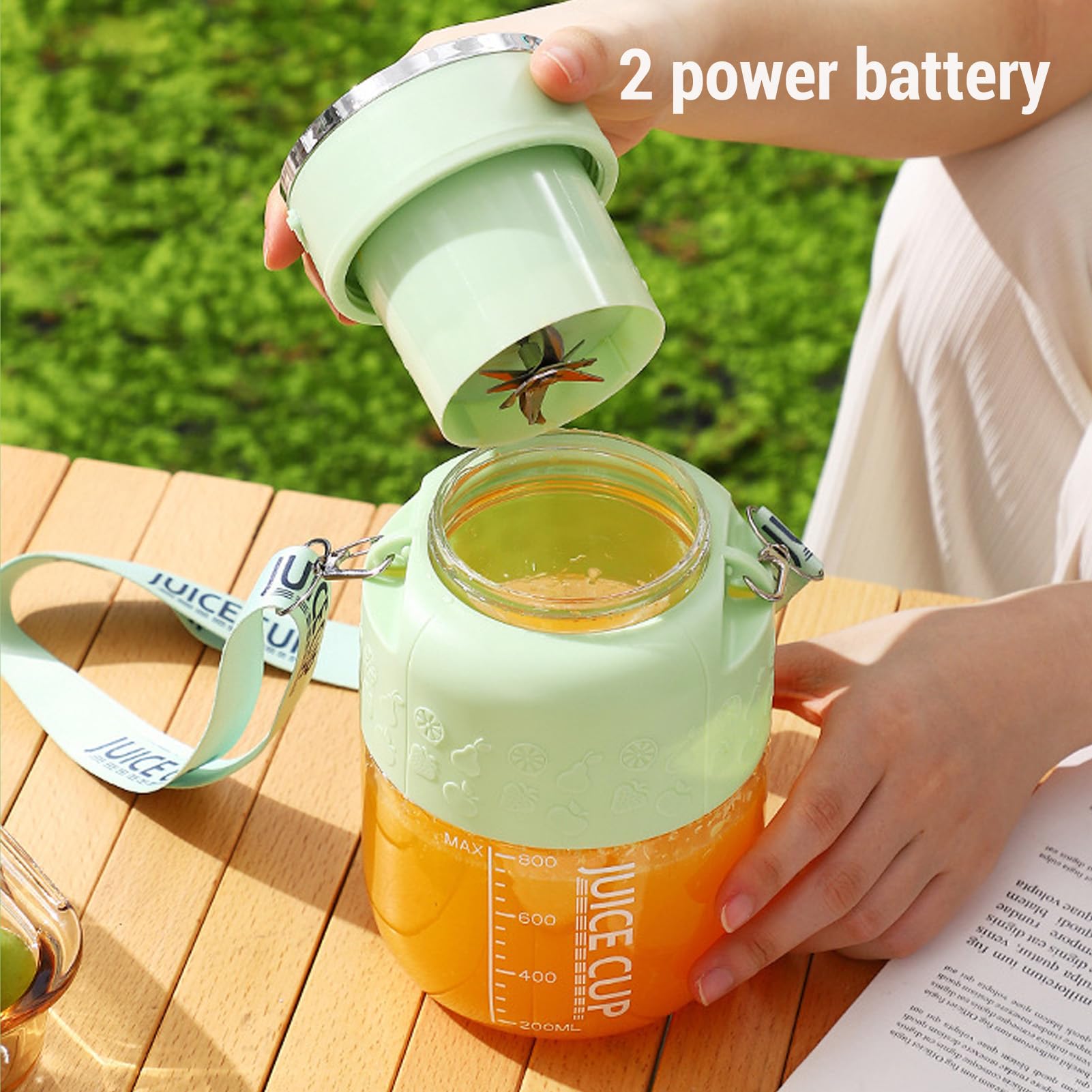 Fockety Frullatore portatile, frullatore personale senza fili da 20,95 a 21,27 once per frullati, smoothie, ghiaccio e succhi, bottiglia frullatore ricaricabile tramite USB (WHITE)