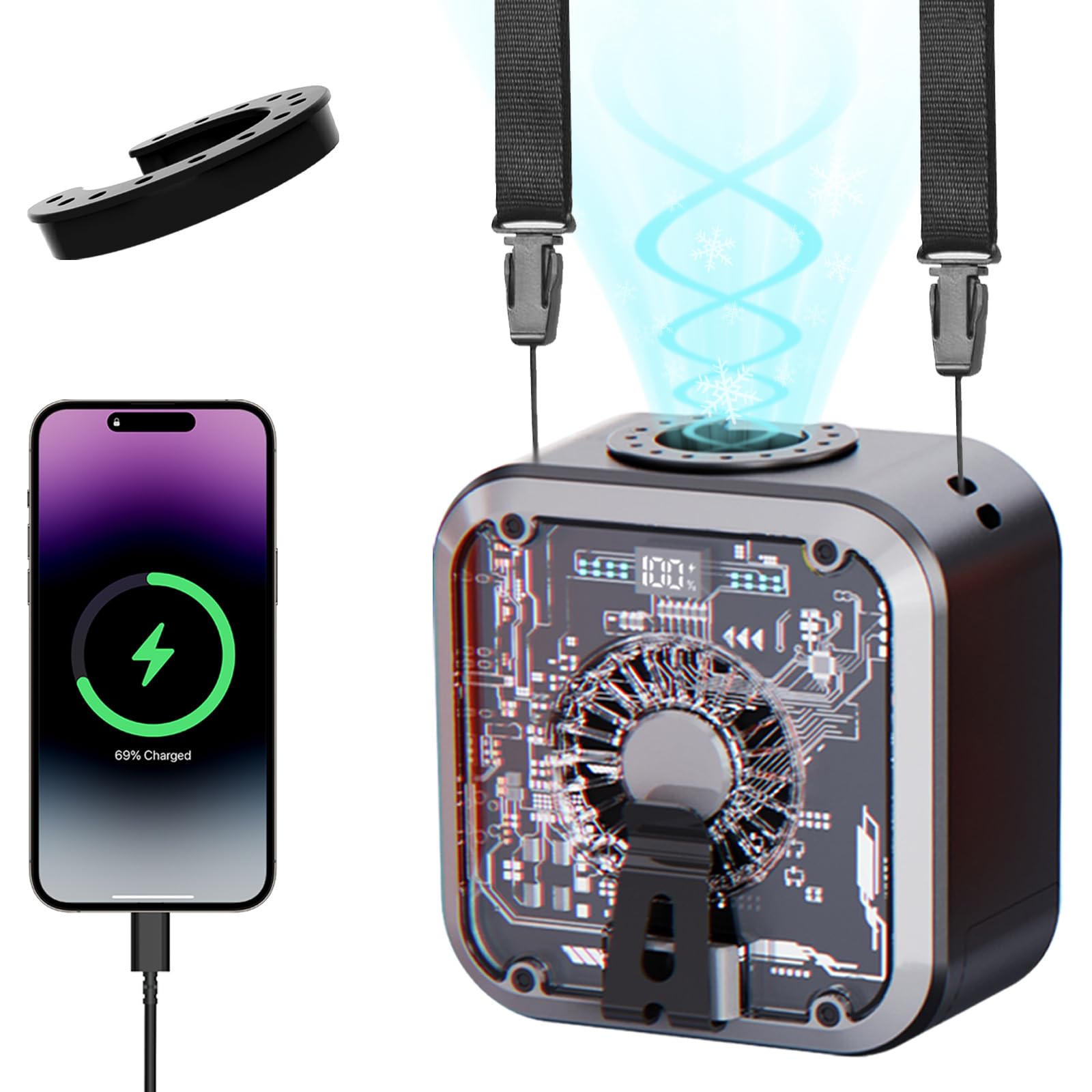Amazon | 腰掛け扇風機【猛暑対策の決定版！服内送風＆LED防災ライト