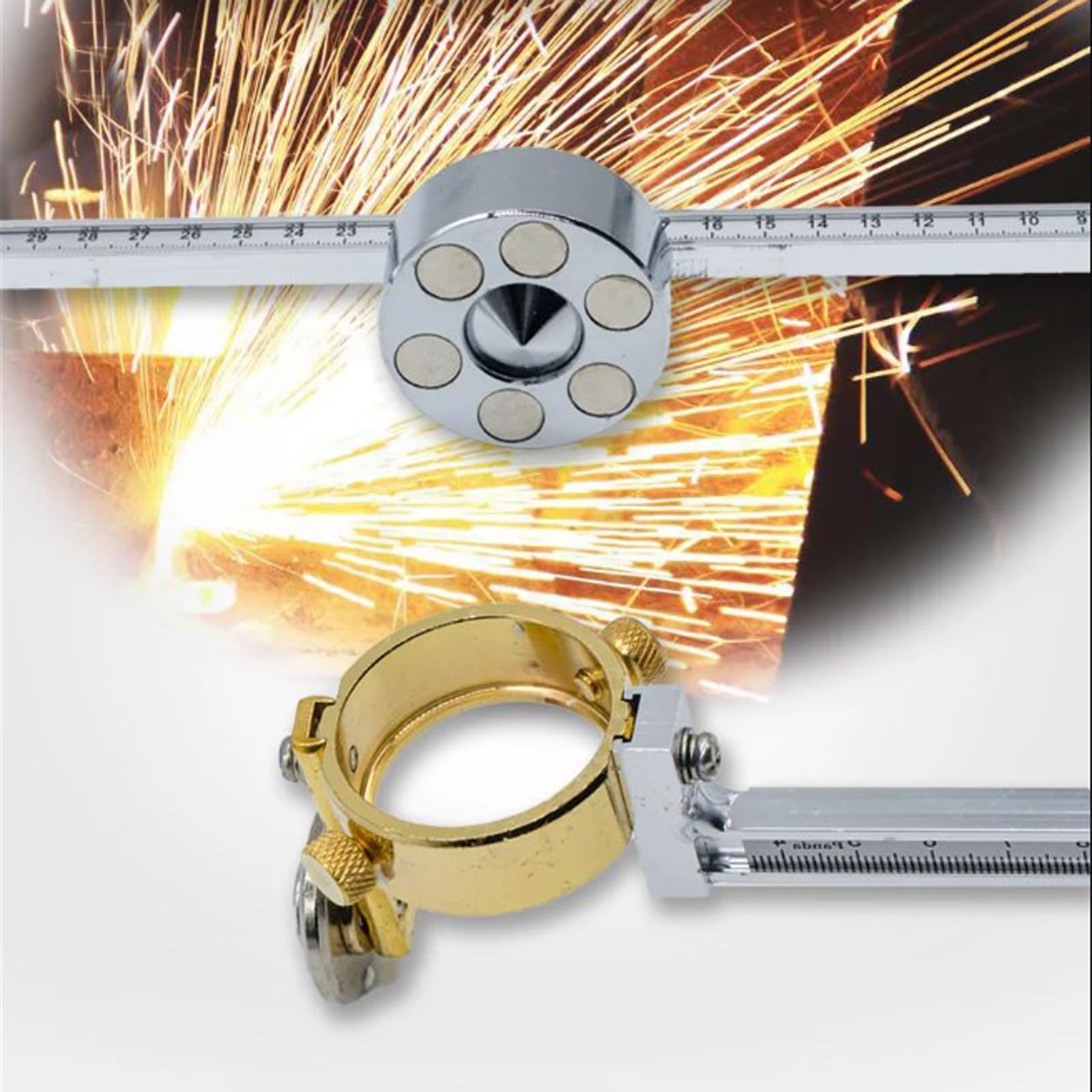 Torche de Coupeur de Plasma, Boussole pour Torche de Découpe P80,Guide de Cercle de Torche de Coupeur de Plasma,Boussole de Découpe Au Plasma,Torche de Découpe Au Plasma avec Règle D'échelle