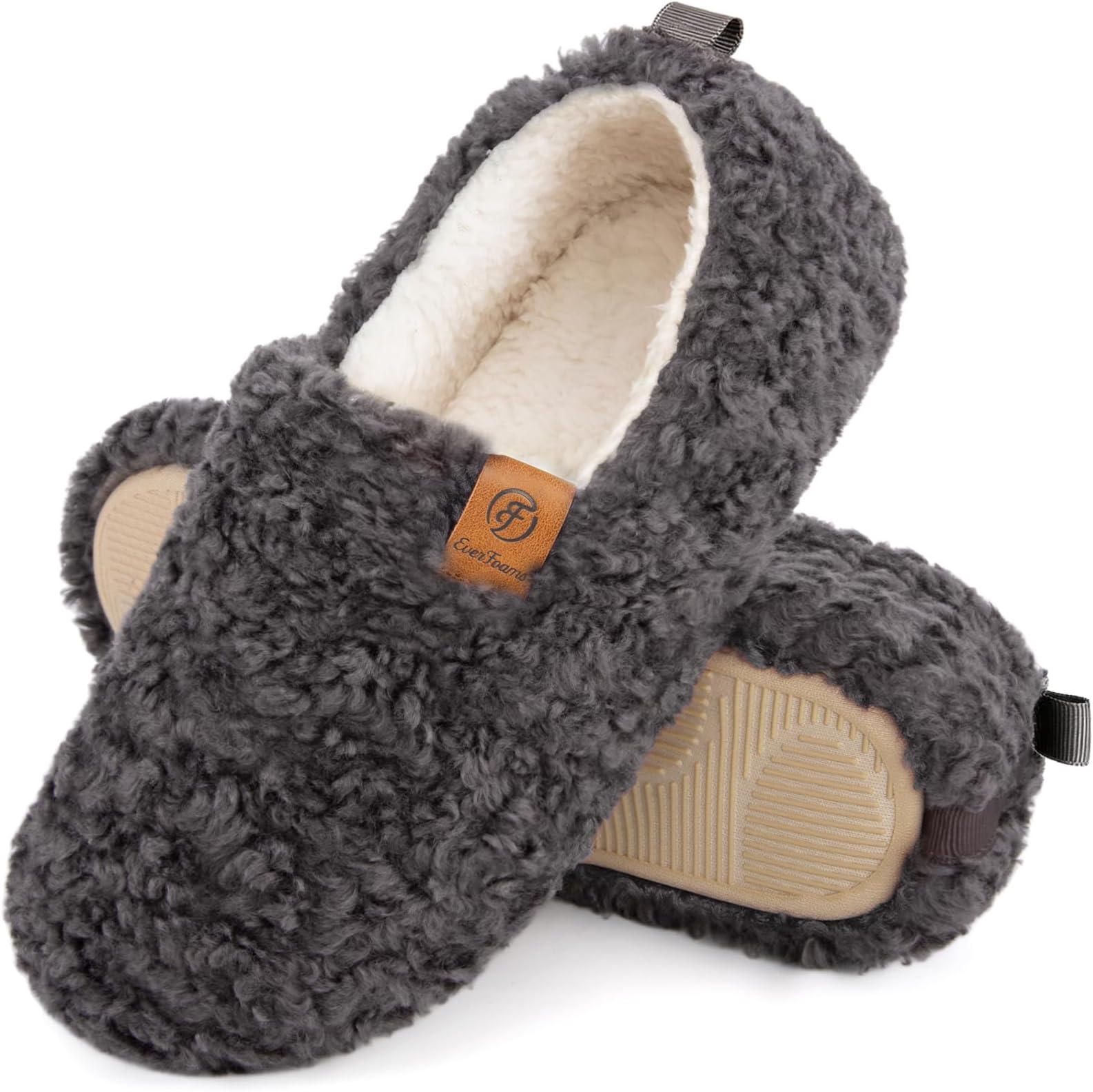 Womenโs Soft Curly Slippers Memory Foam Lightweight House Shoes