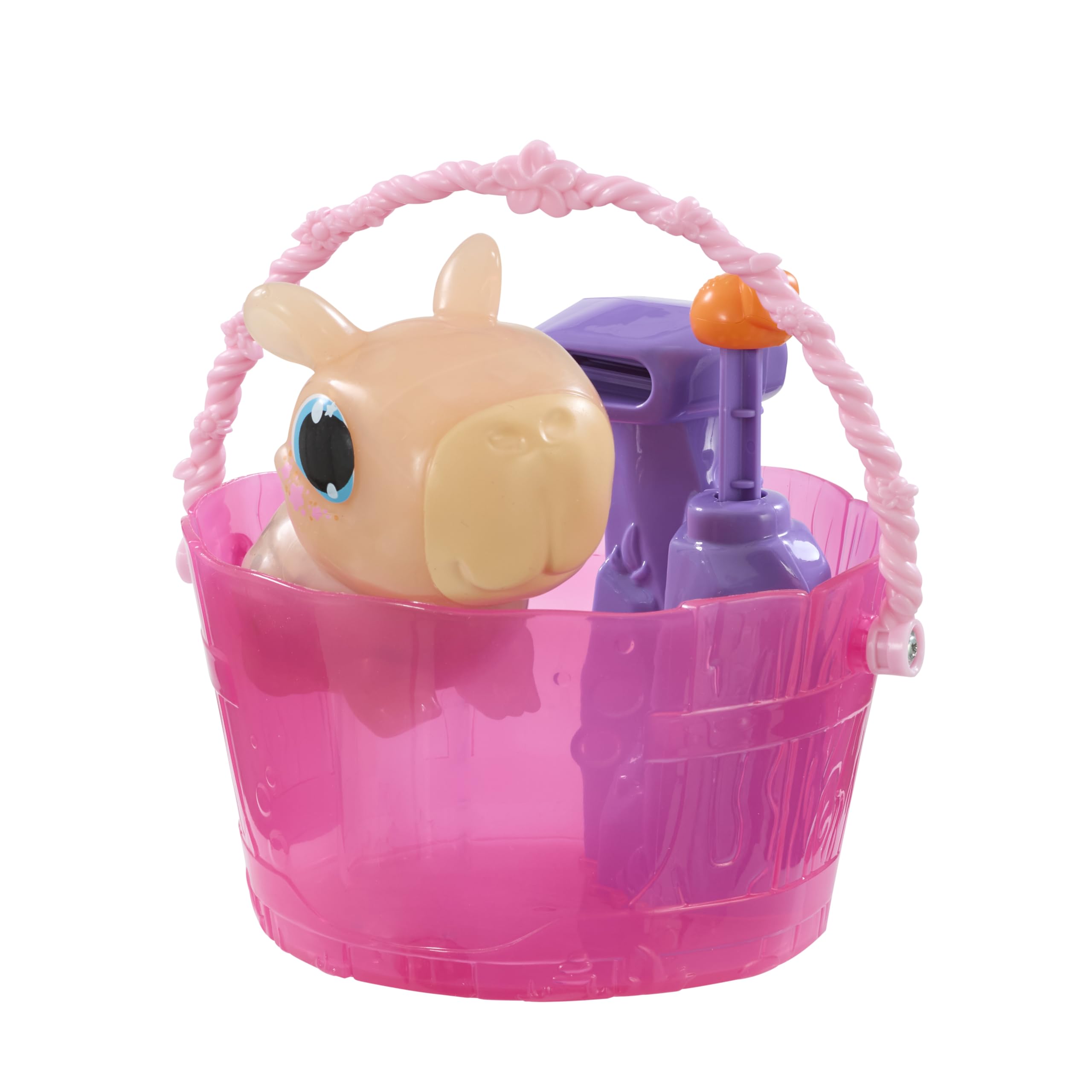 Animagic – Let’s Glo CAPIBARA Spa Time – Juguete Interactivo y Sensorial Luminoso para Niños a partir de 4 Años – Animal Flexible y Estirable: que Brilla en el Agua – Con Accesorios de Spa – Marrón