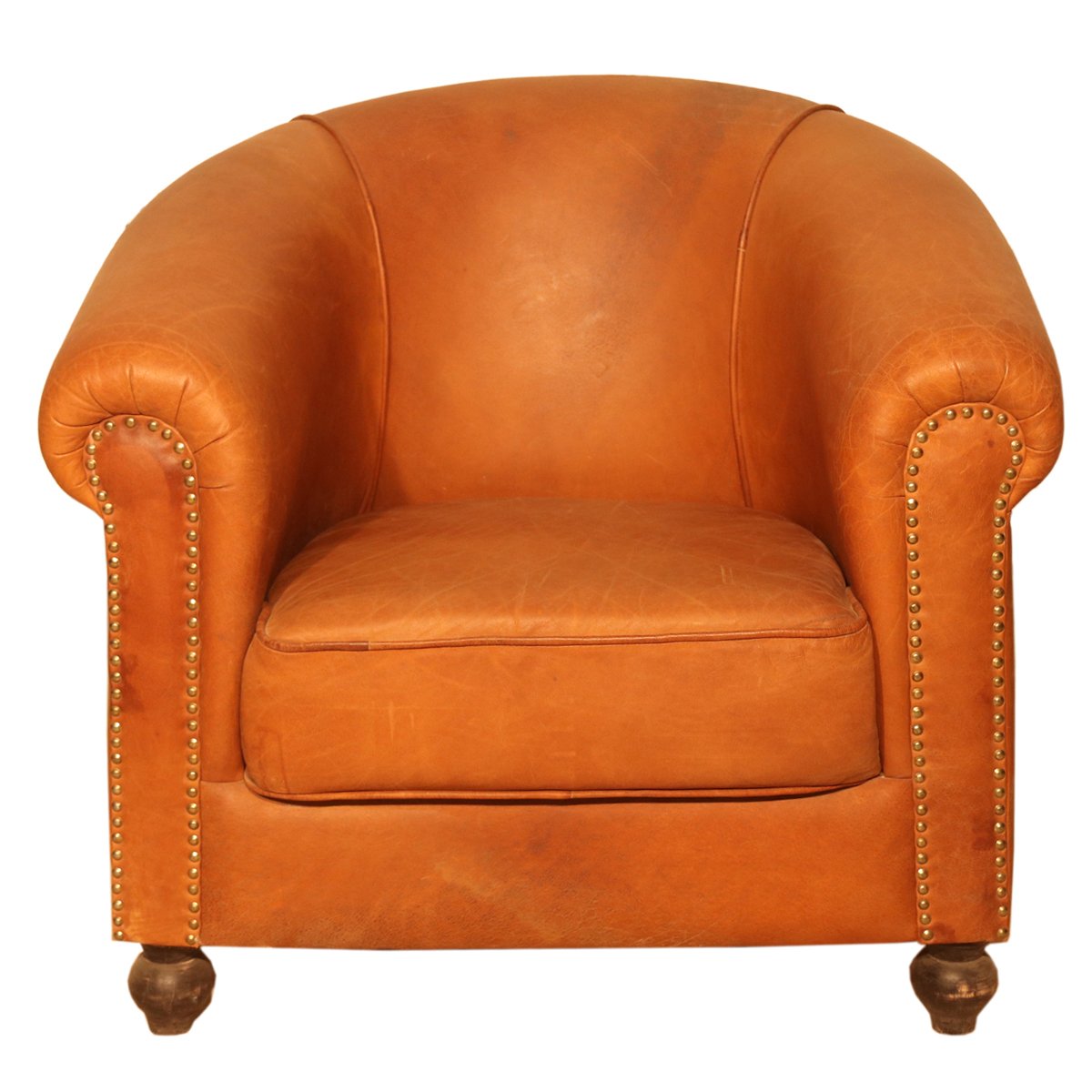 Ganesh Handicrafts Brown Color Wooden & Leather Single Seater Sofa