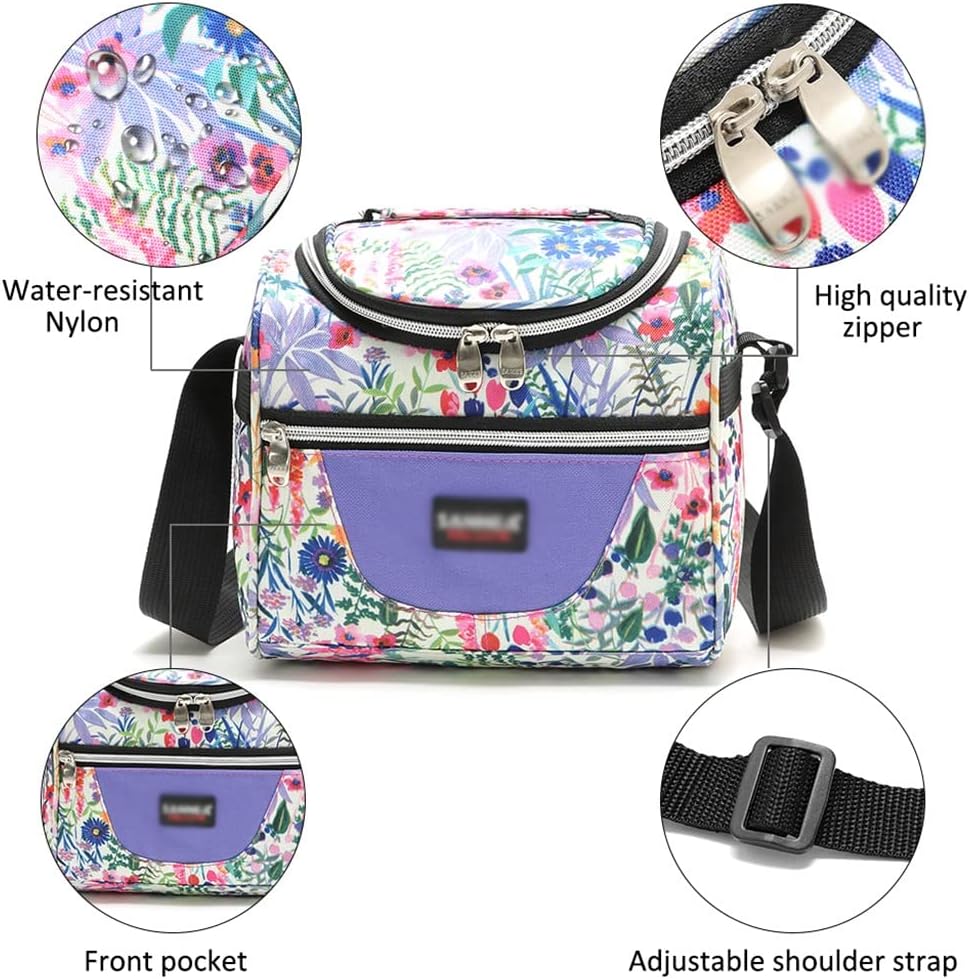 Large Durable Insulated Cooler Lunch Bag Refrigerated Tote Bag Insulated Snack Storage Bag Lunch Bags for Women (Color : Color 5, Size : 22 x 16 x 20 cm) (Color 4 22 x 16 x 20 cm) image 3