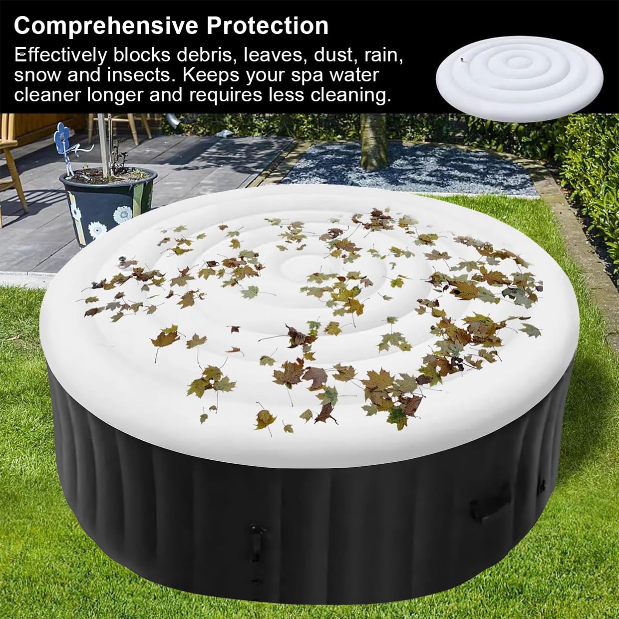 Cubierta Inflable De PVC for SPA, Cubierta Redonda for Jacuzzi, Cubierta Inflable for Jacuzzi, Aislamiento Térmico Plegable for SPA, SPA Inflable Redondo for Exteriores(165cm)