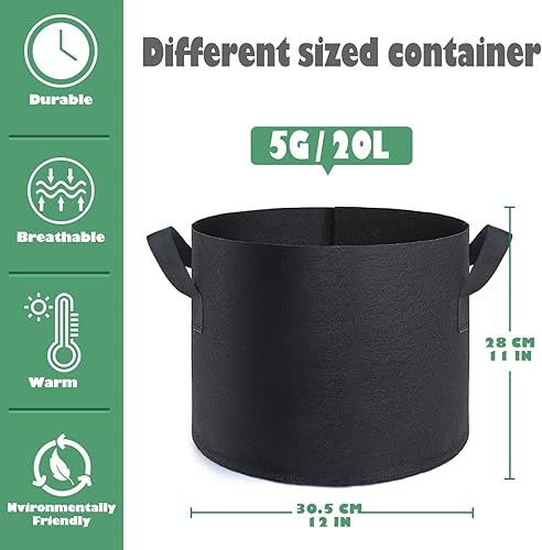 Miniatura 2 de Paquete de 24 bolsas de cultivo de 5 galones, macetas de tela de 5 galones, bolsas de cultivo premium de 5 galones para un crecimiento saludable de