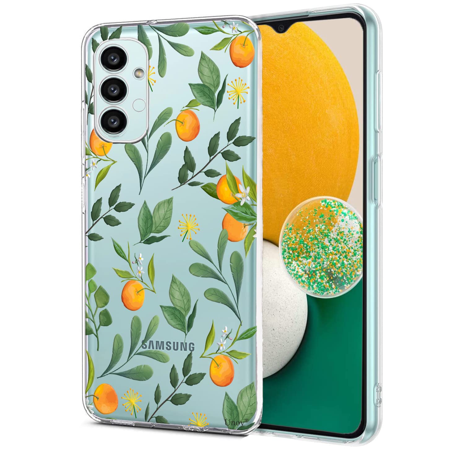 Unov Case Compatible with Samsung Galaxy A13 LTE 5G Galaxy A04S Clear with Design Soft TPU Shock Absorption Slim Embossed Pattern Protective Back