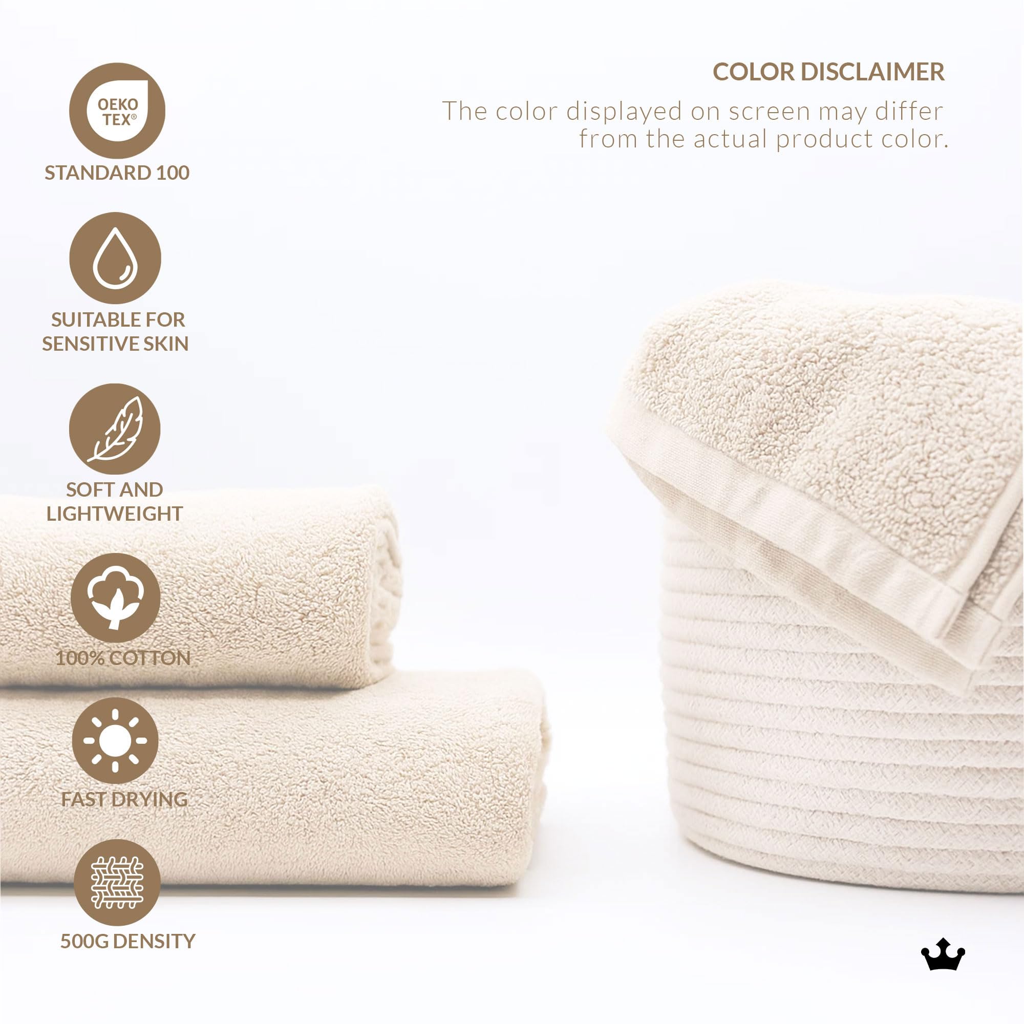 Juego de Toallas Verdes (4 Piezas) | 2 Toallas de Baño Grandes (70x140 cm) + 2 Toallas de Manos (50x100 cm) | 100% Algodón, 500 g/m² | Suaves y Absorbentes | Hechas en Portugal