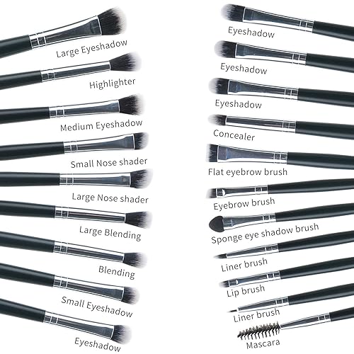Miniatura 2 de MSQ Juego de brochas de sombra de ojos, 20 piezas, brochas de maquillaje, brochas de mezcla para sombra de ojos, delineador de ojos, cepillo de