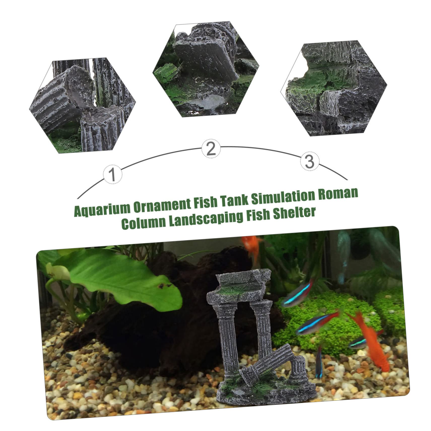 POPETPOP Decoración para Pecera Columna Romana De Resina con Cueva Oculta Ornamento Duradero para Acuario De Agua Dulce y Salada Accesorio Seguro para Tanque De Peces