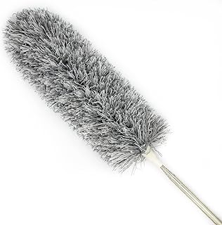 Duster with Long Retractable Handle, Microfiber Feather Duster with Extendable Pole, 100" Telescoping Duster for Cleaning, Non-Scratch, Washable Duster for Ceiling, Fan, Furniture - Gray, 1Piece