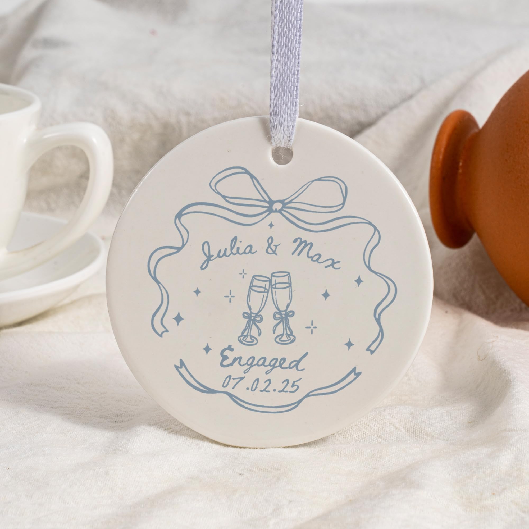 Personalized Engagement Gift Ornament, Custom Keepsake with Name, Hanging Decorations Gifts for Newly Engaged Couples Bride to Be (Style 10)