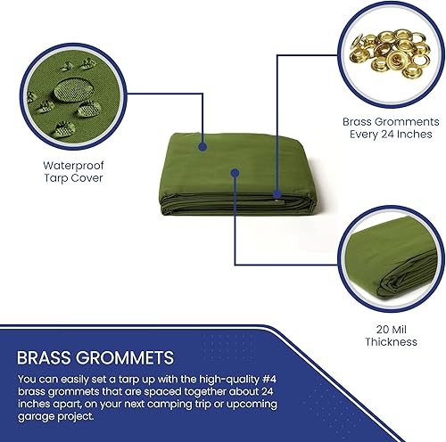 Miniatura 5 de Tarps Now - Lona impermeable de 6 x 8 pies, resistente al agua, resistente al desgarro, bordes reforzados, ojales de latón, ideal para construcción,