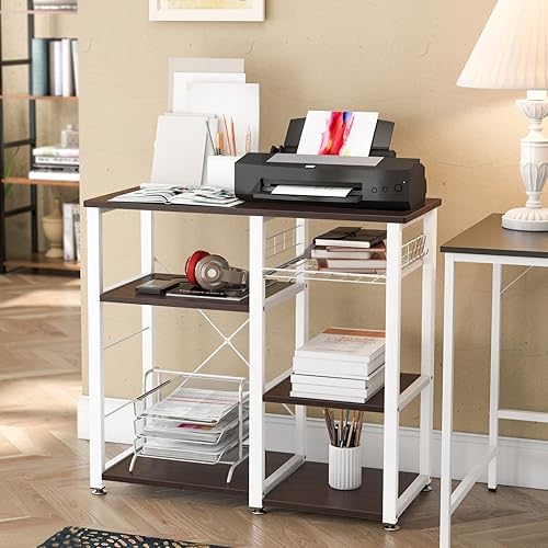 Miniatura 4 de SDHYL Barra de café, estante para panaderos de 35 pulgadas, soporte para microondas con 5 estantes de almacenamiento, ganchos colgantes, estantes de