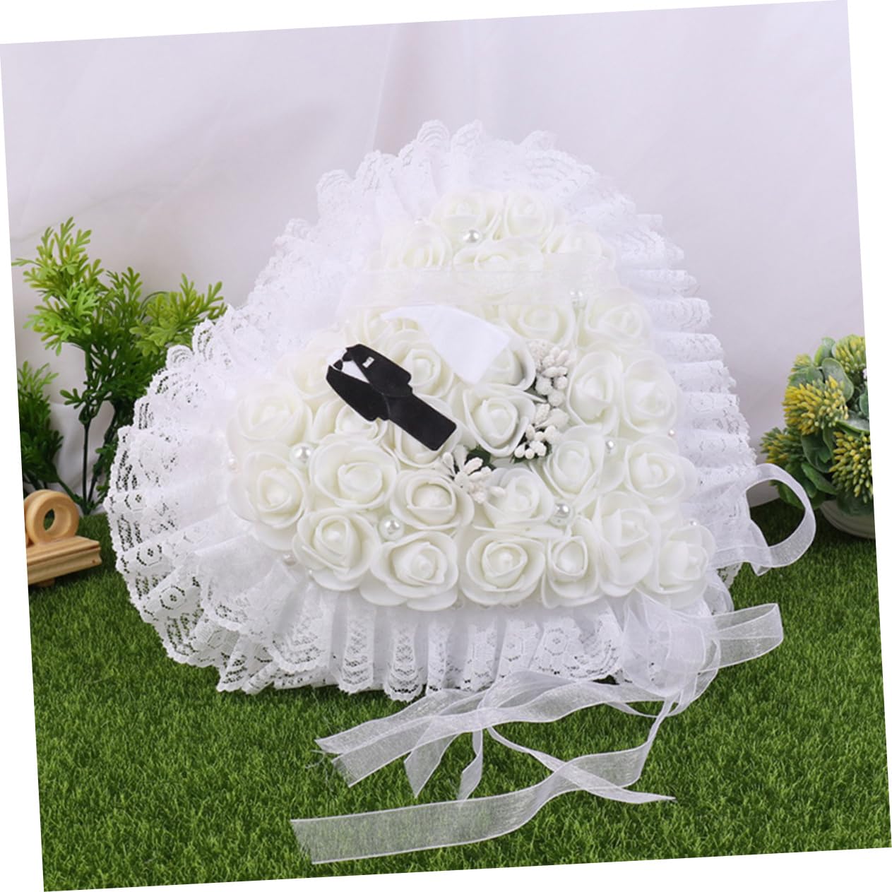 jojofuny 3pezzi Cuscino Porta Fedi Floreale Pizzo Per Cerimonia Matrimoniale Elegante Supporto Per Anelli Per Sposi e Fidanzamenti Decorativo e Riutilizzabile Design Romantico e Raffinato