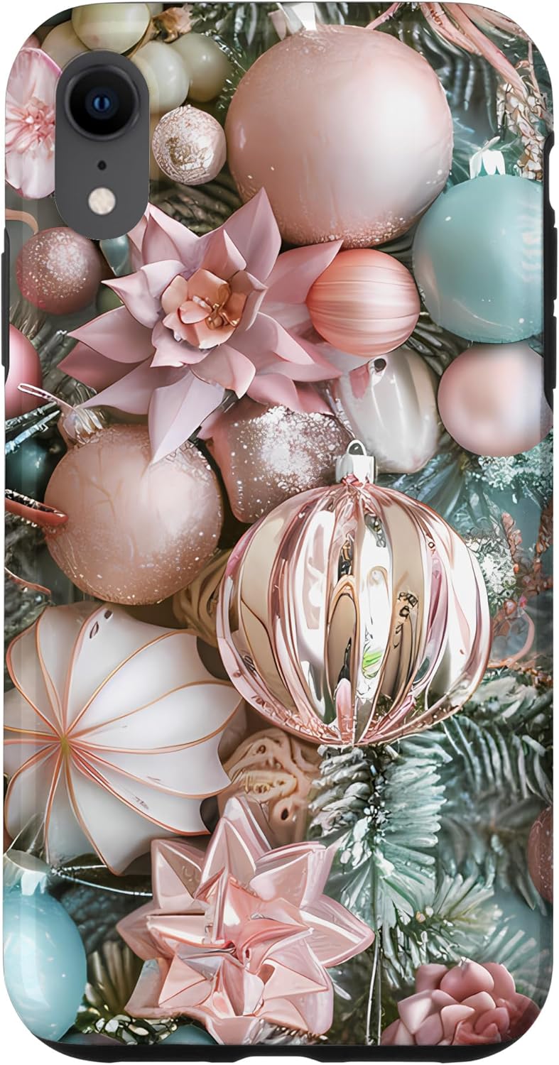Christmas Pastel Decorations - Modern Holiday Theme Case for iPhone XR