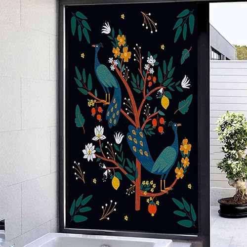 Inicio Ventana Baño Vidrio Adhesivo Animales Privacidad Película Decorativa Adsorción Electrostática Animales y Flores Tropicales Frutas 23.6 W x