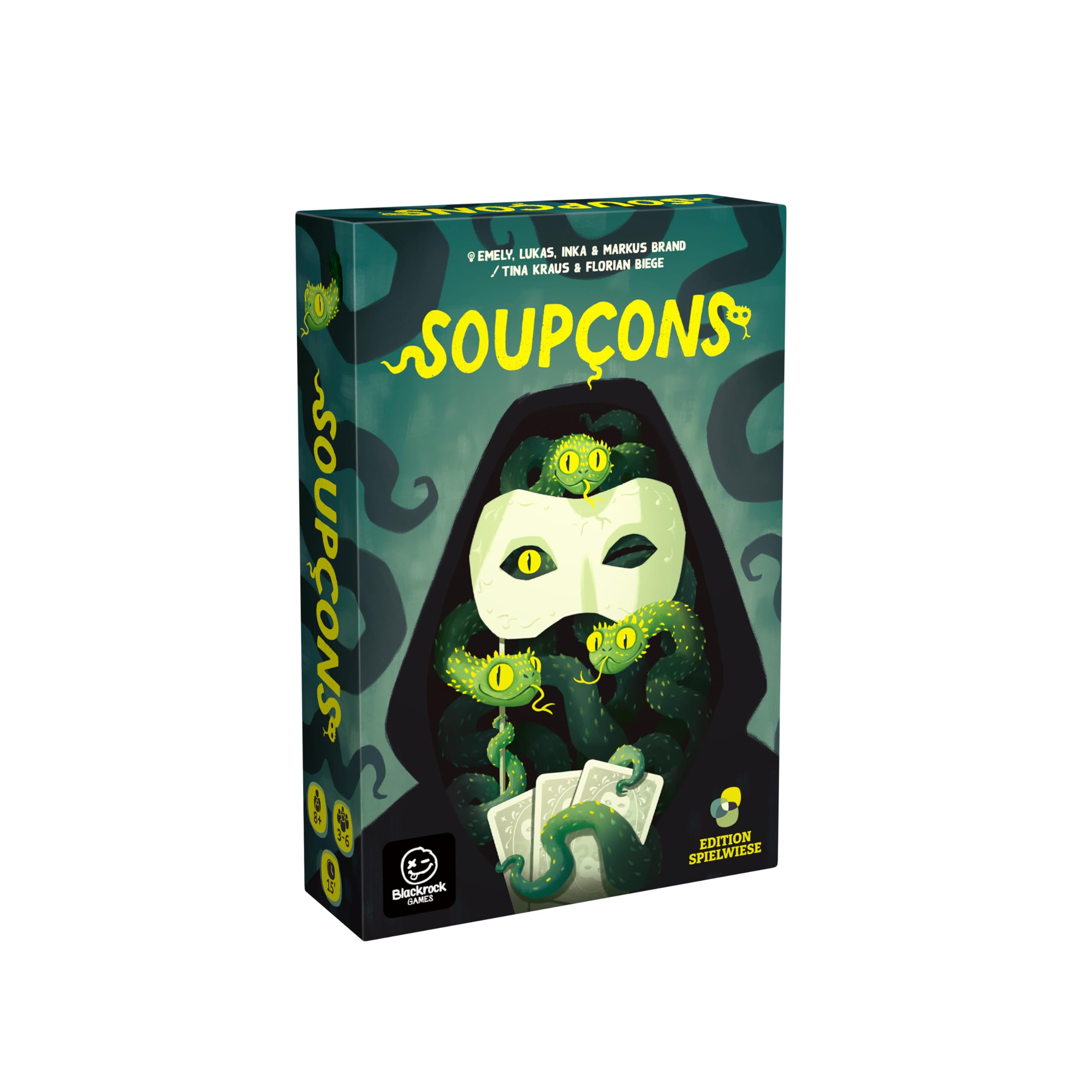 Blackrock Games SOUPÇONS – Jeu d'Ambiance Bluff & Rôles Cachés | Coopératif à Équipes Changeantes | 3 à 6 Joueurs