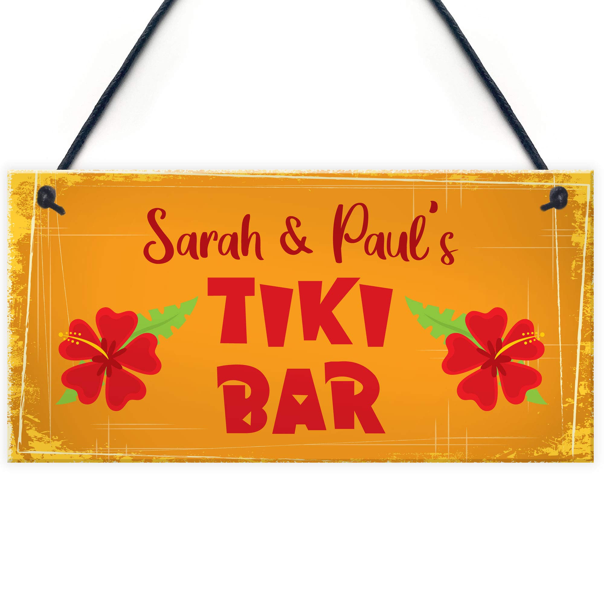 Red Ocean Novelty Tiki Bar Personalised Hanging Plaque Tropical Decor Home Bar Garden Gifts