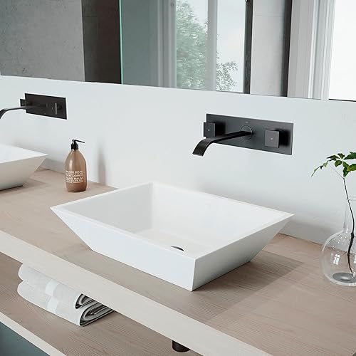 Miniatura 4 de VIGO Titus VG05002MB - Grifo de baño con dos manijas para montaje en pared, color negro mate