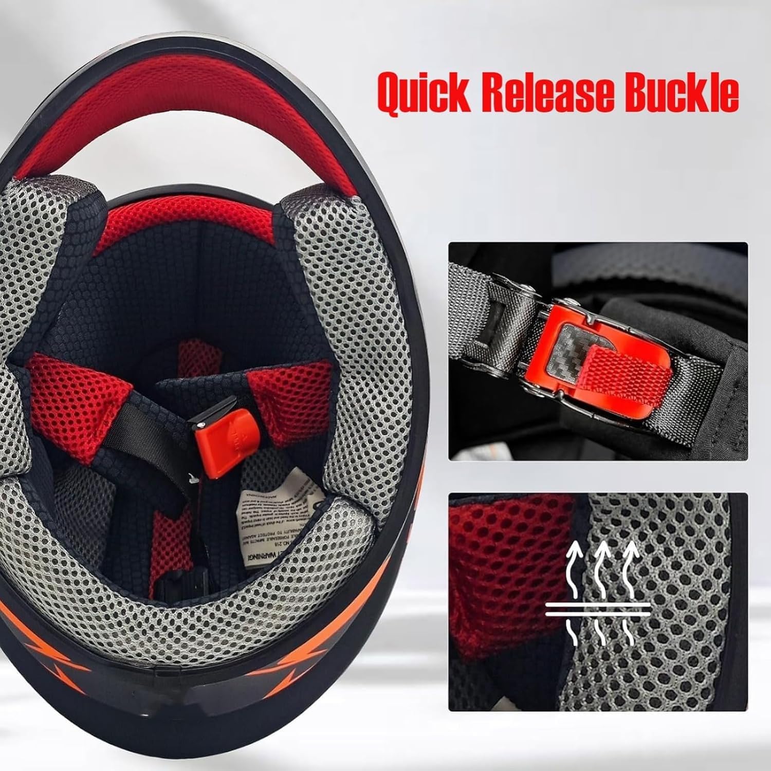 Casco Integrale da Motocross per Bambini dai 3 ai 12 Anni, omologato ECE/DOT, per motociclette Fuoristrada, Quad, Kart, Scooter e motociclette J,S=47-48cm