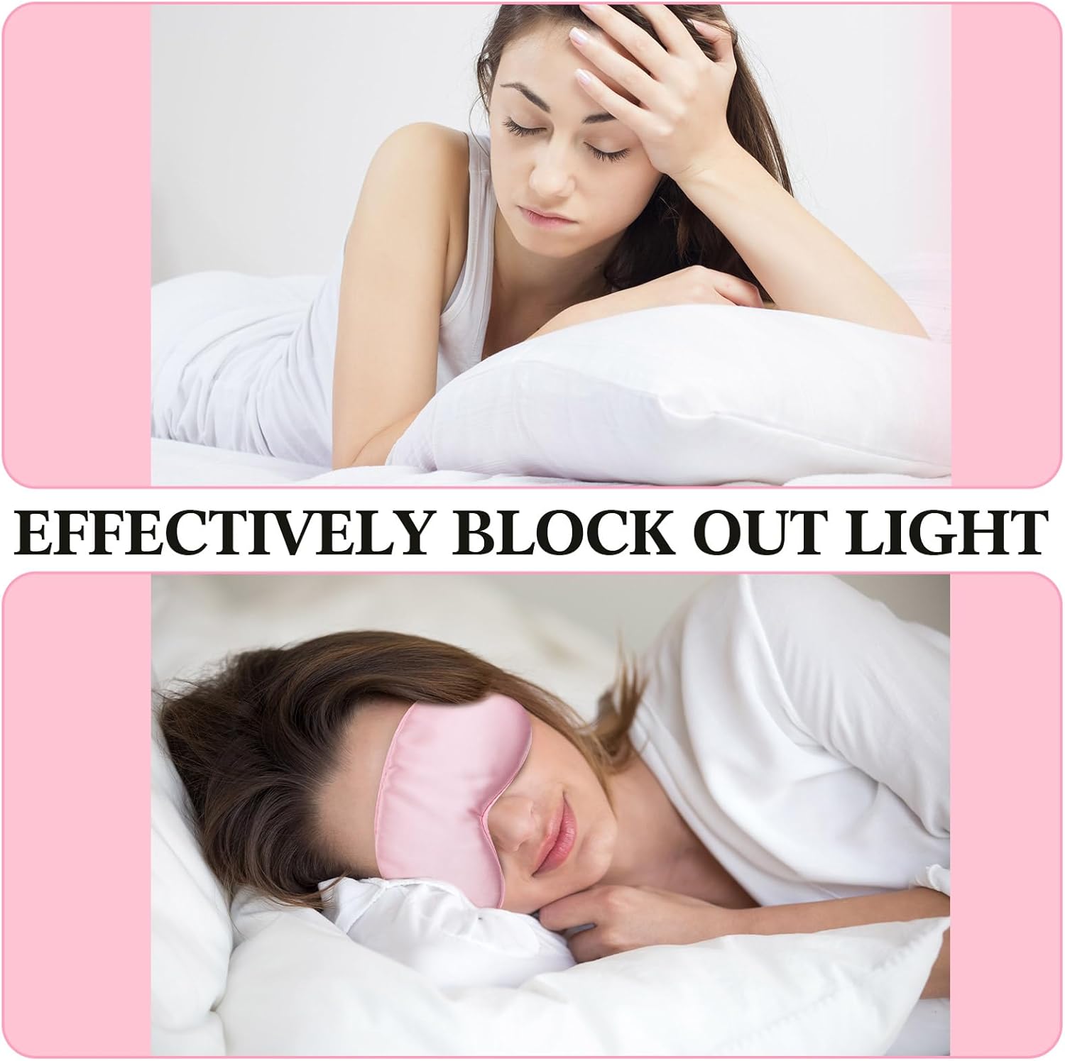 Newcotte 50 Pcs Silk Sleep Eye Mask for Sleeping Adjustable Elastic Strap Blackout Smooth Soft Eye Covers No Pressure Sleep Mask for Women and Men Comfortable Blindfolds(Pink) - Image 4