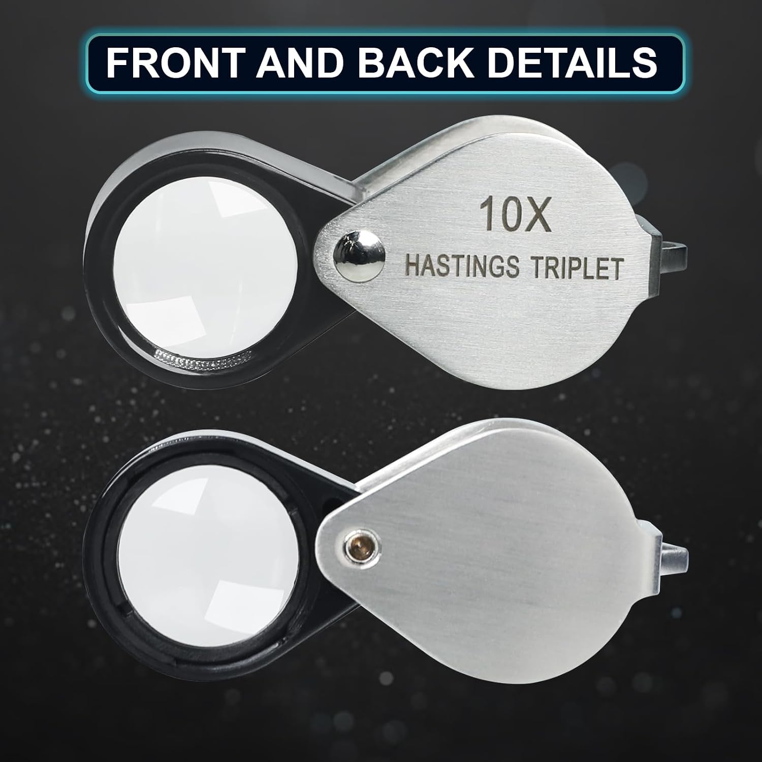 10X Jewelers Loupe Hastings Triplet Loupe Magnifier with 16mm (0.63inches) Triplet Glass Lens, Foldable Jewelry Magnifying Glass Jewelry Magnifier Magnifying 10X Hand Lens for, Gem, Coins, Watches