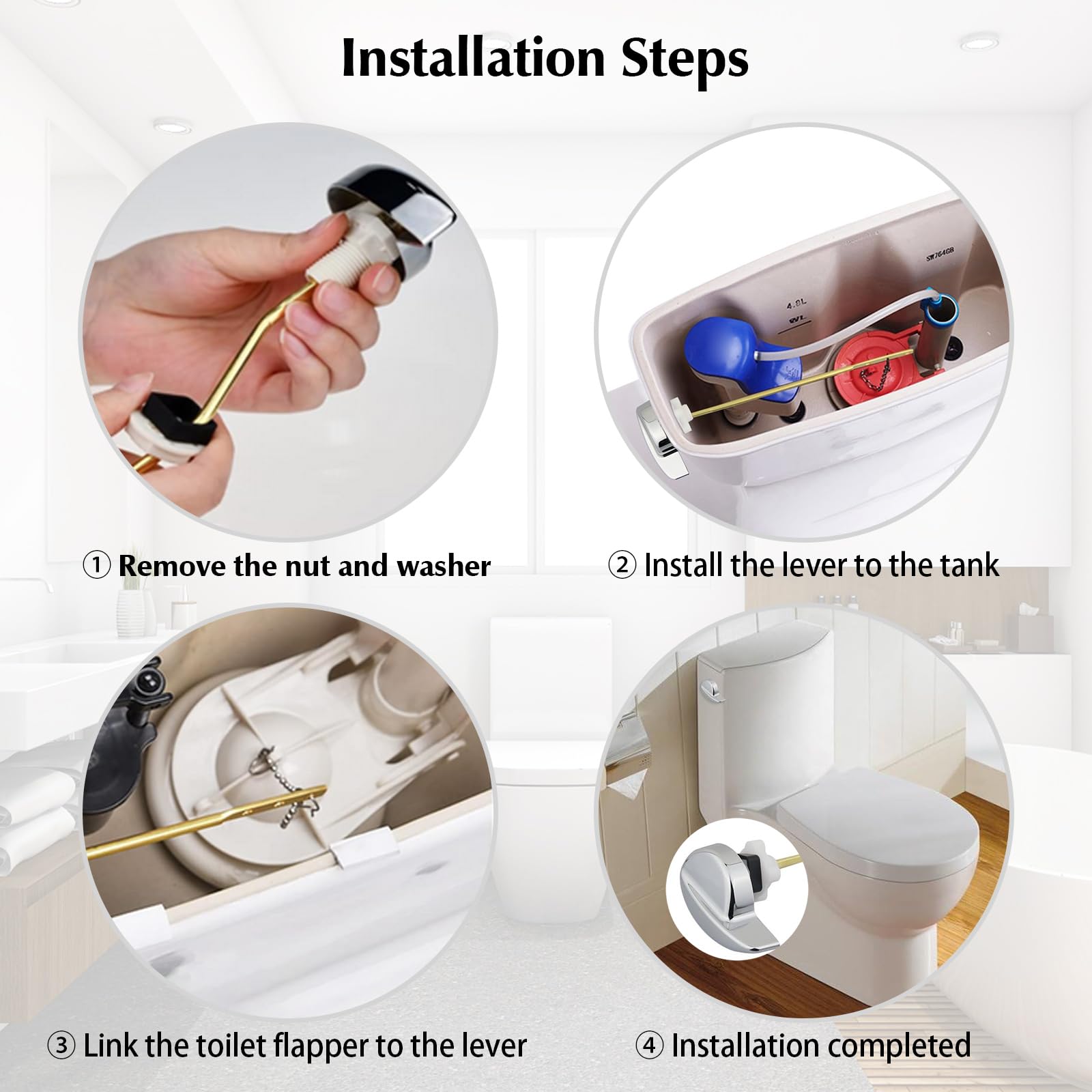Universal Deluxe Side Mount WC tanque cisterna palanca latón asa para Toto Cw844rb Cw864rb
