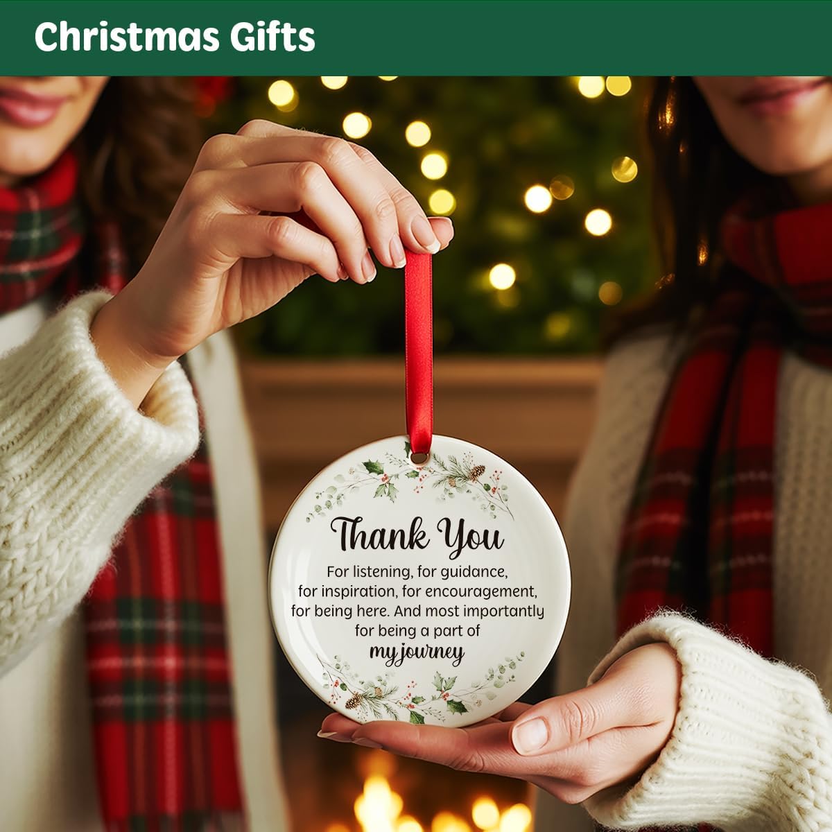 Thank You Gifts Christmas Ornaments for Women Mom Friends Bestie, Appreciation Gifts Ornaments for Nurse Teacher Mentor Boss Coworkers Manager - Image 4