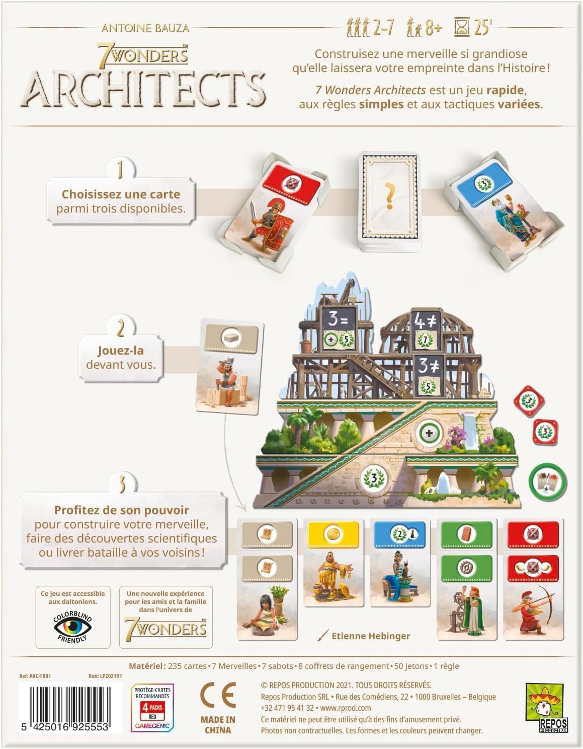 7 Wonders: Architects – UNbox Now – Gesellschaftsspiel für Kinder ab 8 Jahren – As d'Or 2022 – für 2 bis 7 Spieler – Bauen Sie Ihre vereinfachte antike Stadt – 25 Minuten - Französische Sprache