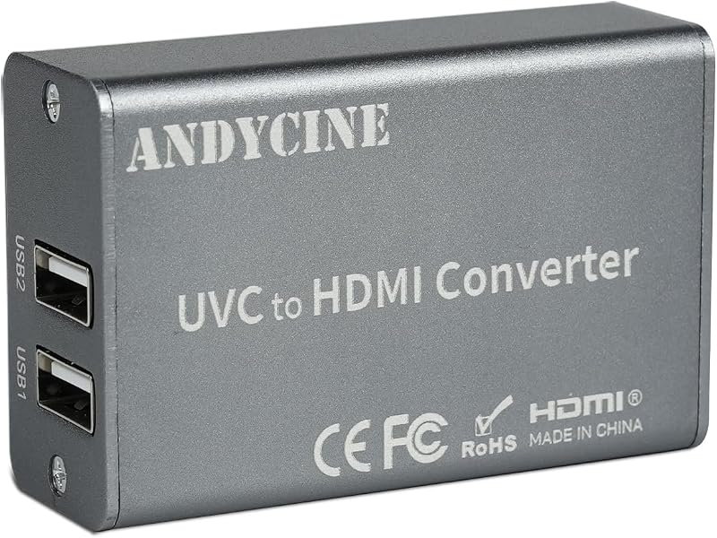 ANDYCINE UVC2H UVC USB to HDMI Captutre Card Converter | With Power Delivery Compatible with DJI Osmo Action 4/5 & Pocket 3,Pocekt 4, Insta360 for Live Streaming