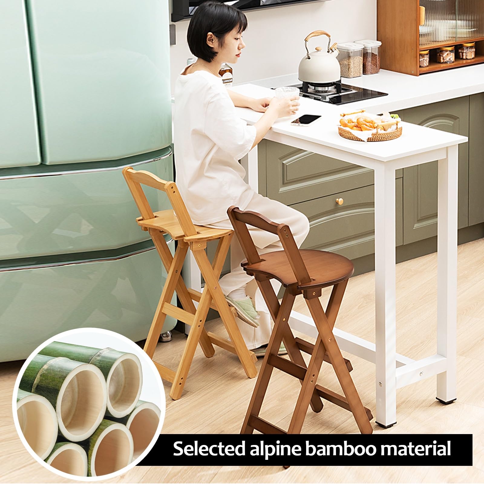 バンブー製折りたたみダイニングチェア ハイチェア 竹製 ハイスツール