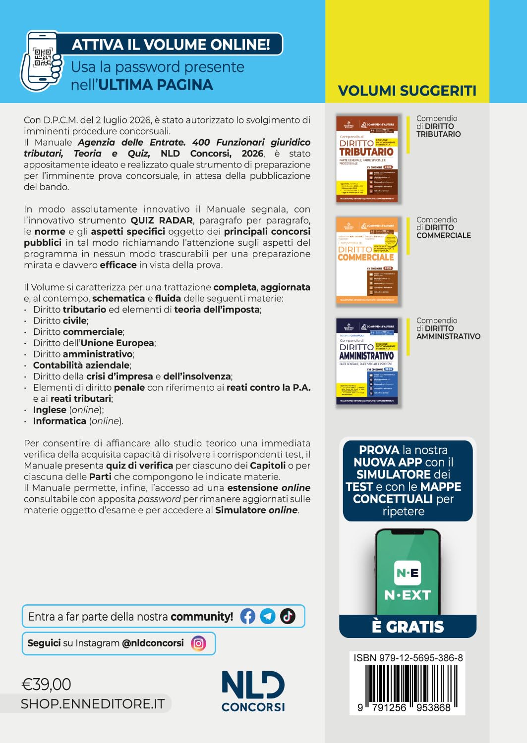 Concorso Agenzia delle Entrate ADE 2026 400 funzionari giuridico-tributari. Manuale di teoria e quiz. Con software di simulazione